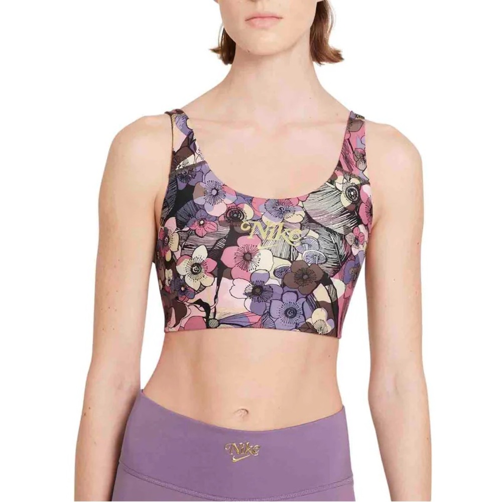 Nike Dri-FIT Swoosh Women's Medium-Support Purple Floral Sports Bra